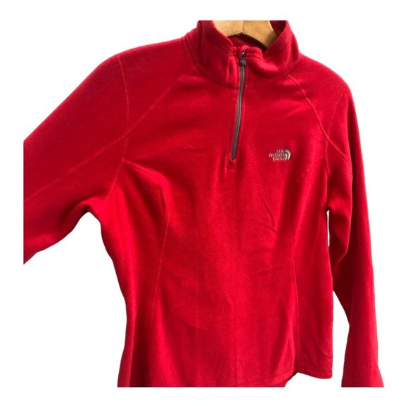 The North Face Women's Hot Pink 1/4 Zip Fleece Polartec Pullover Sweater Medium - Picture 3 of 8